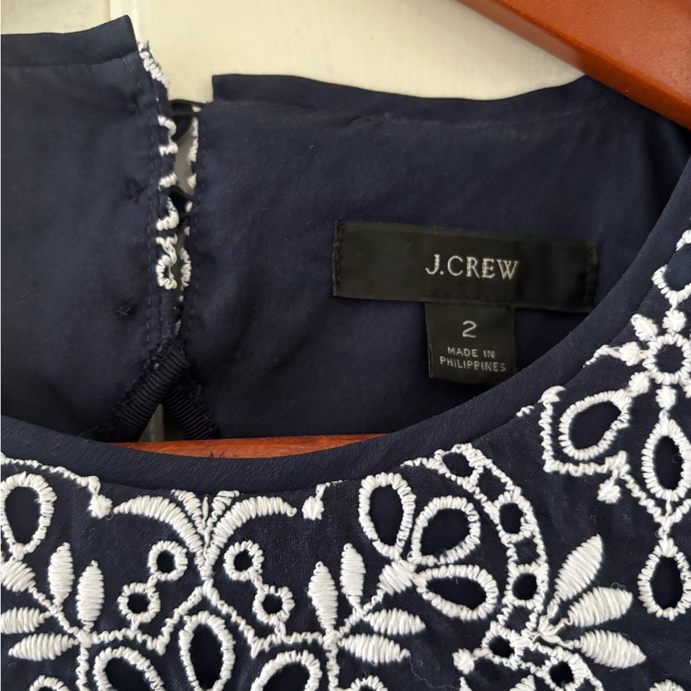 J. Crew Embroidered Eyelet Maxi Dress in Navy - Picture 3 of 7